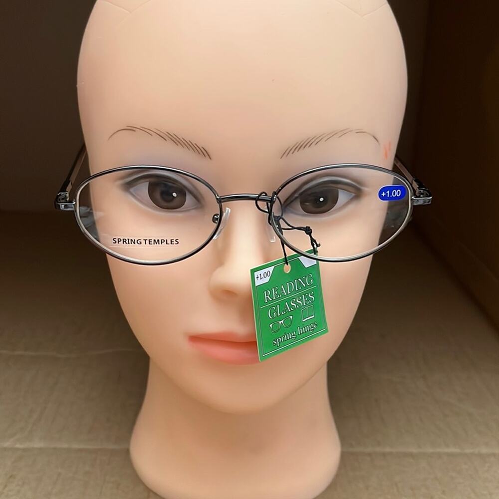 Spring Temple Oval Reading Glasses +1.00 Gray